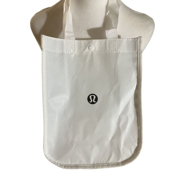 Lululemon Small White Reusable Tote Bag With Black Side Panels - Picture 2 of 4